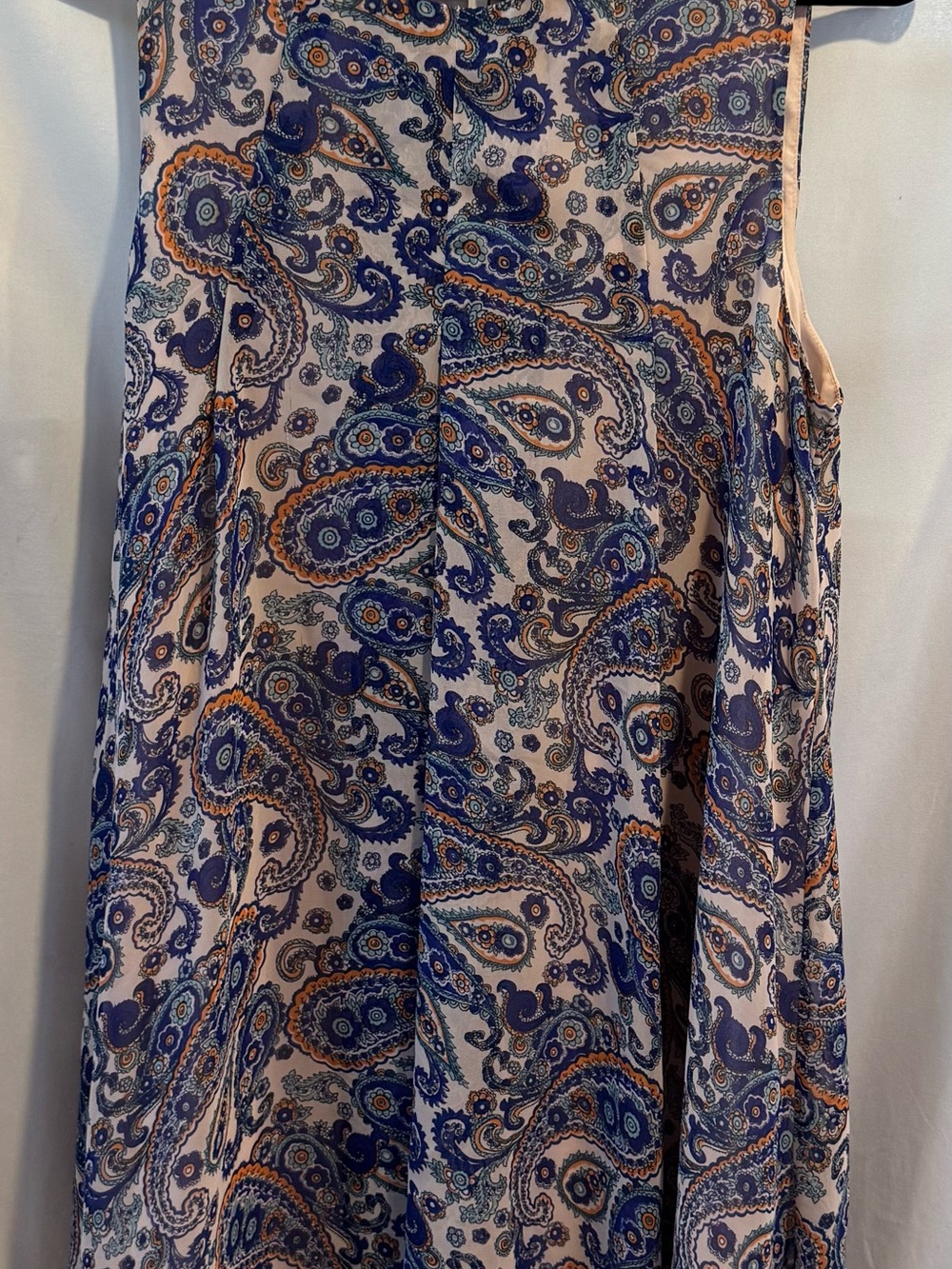 BCBGeneration Blue and Orange Paisley Chiffon Sleeveless‎ Mini Dress